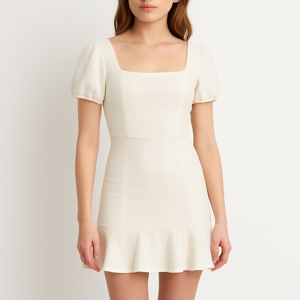 Camelot (NWOT) White Denim Short Sleeve Mini Dress Women's Size Large